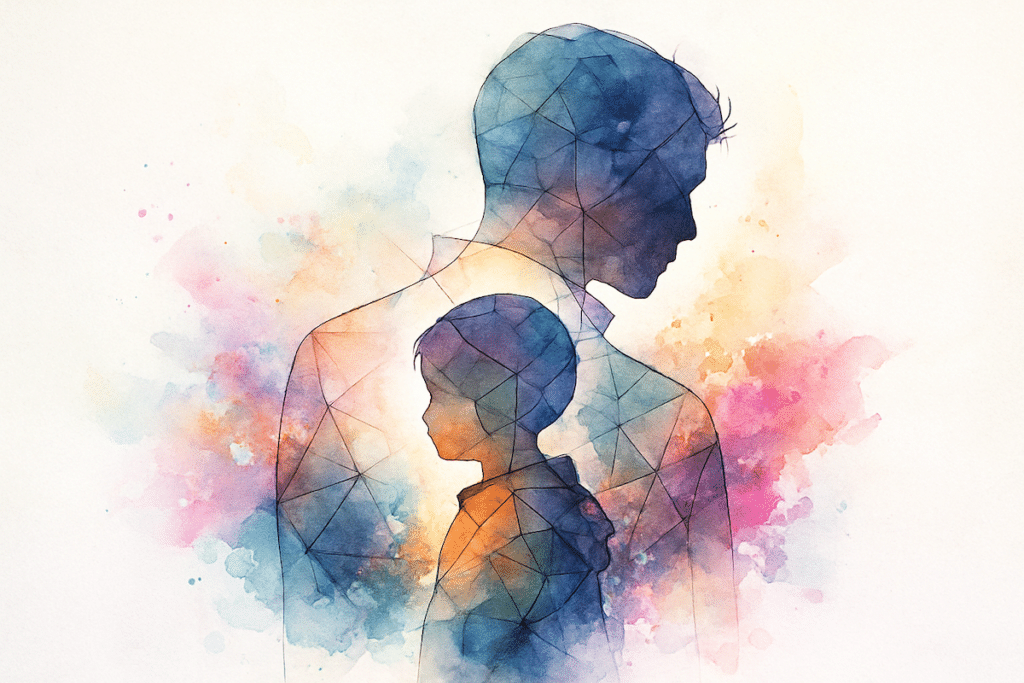 PVOP - watercolor of child and parent