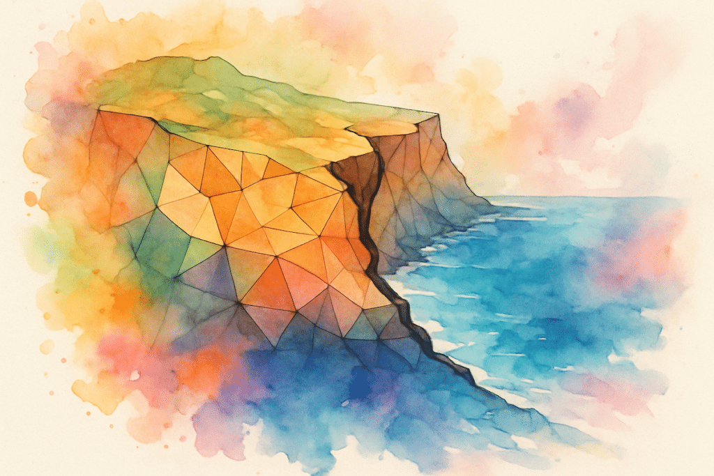 PVOP - watercolor of faultline on the coast