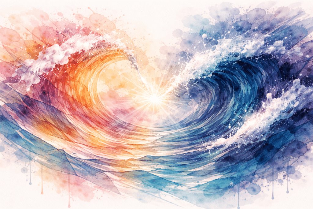 Pasadena Villa Outpatient - blog image - digital abstract watercolor of opposing waves crashing