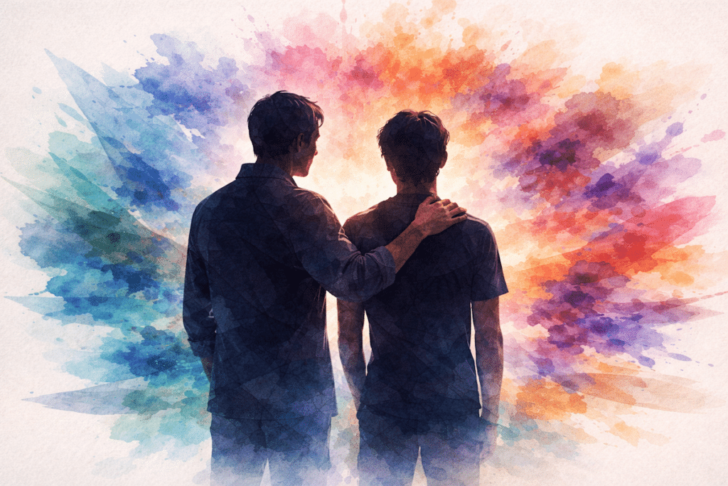 PVOP - Blog Featured Image - watercolor painting of a father supporting a son