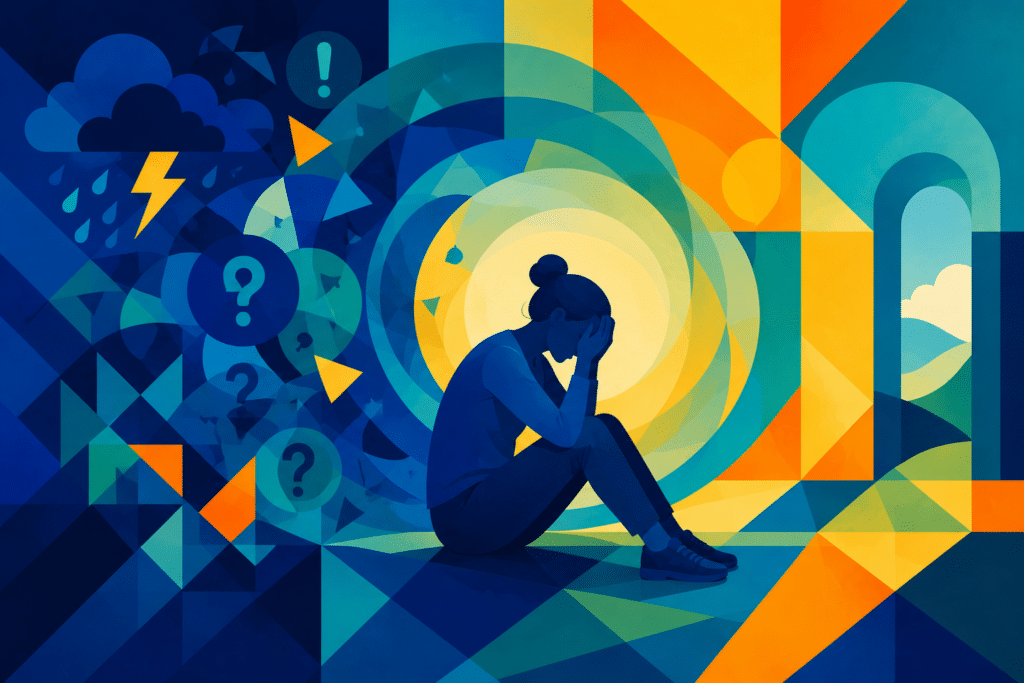 PVOP - blog featured image - geometric painting representing worry and anxiety